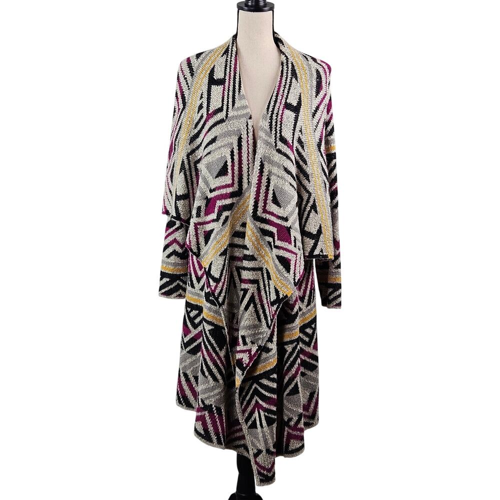 Lucky Brand Cardigan Sweater‎ Southwest Print Open Front Purple | Women's 1X